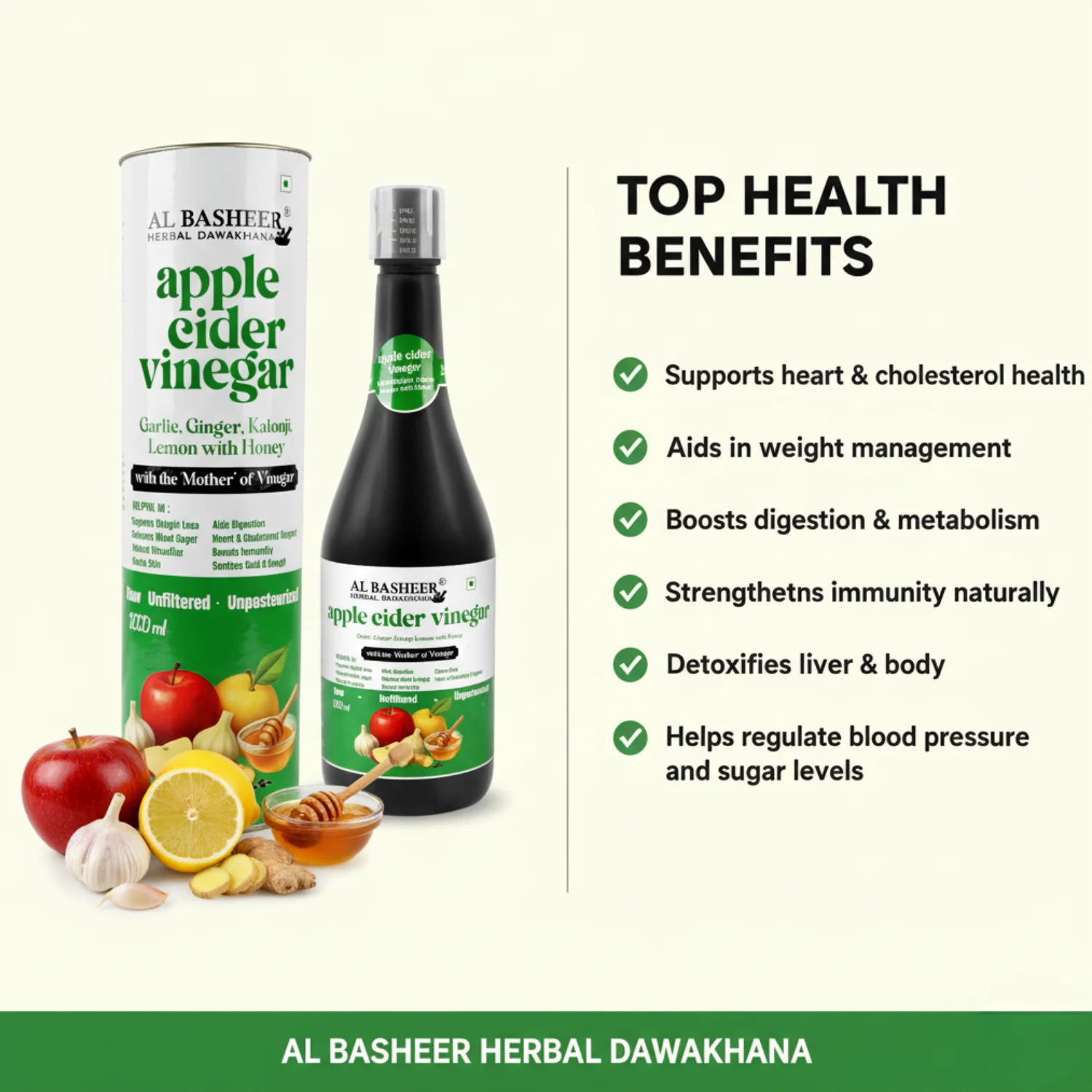 Mix Cider Vinegar with Kalonji, Lemon, Honey & Apple